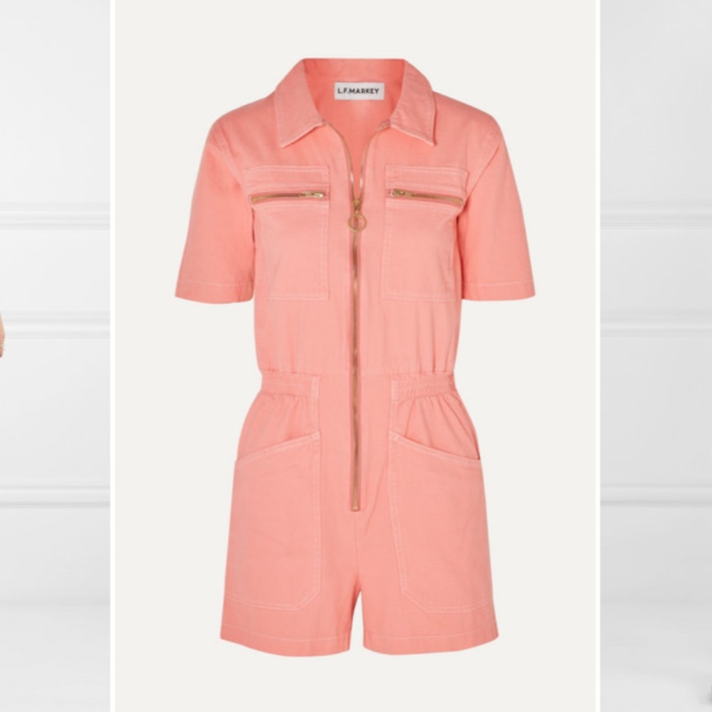 L.F. MARKEY Denim playsuit jumpsuit in Coral